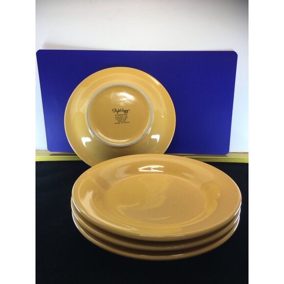 Style Happy Stoneware Rimmed Soup Pasta Bowls Yellow 9.5'' - Set of 4 - Picture 9 of 13